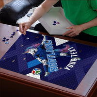 Personalized Scotland Unicorn Football Puzzle Scottish National Soccer Team - St Andrew's Cross - Vibrant Fantasy Mascot