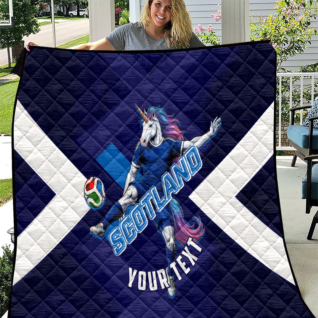 Personalized Scotland Unicorn Football Quilt Scottish National Soccer Team - St Andrew's Cross - Vibrant Fantasy Mascot