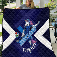 Personalized Scotland Unicorn Football Quilt Scottish National Soccer Team - St Andrew's Cross - Vibrant Fantasy Mascot