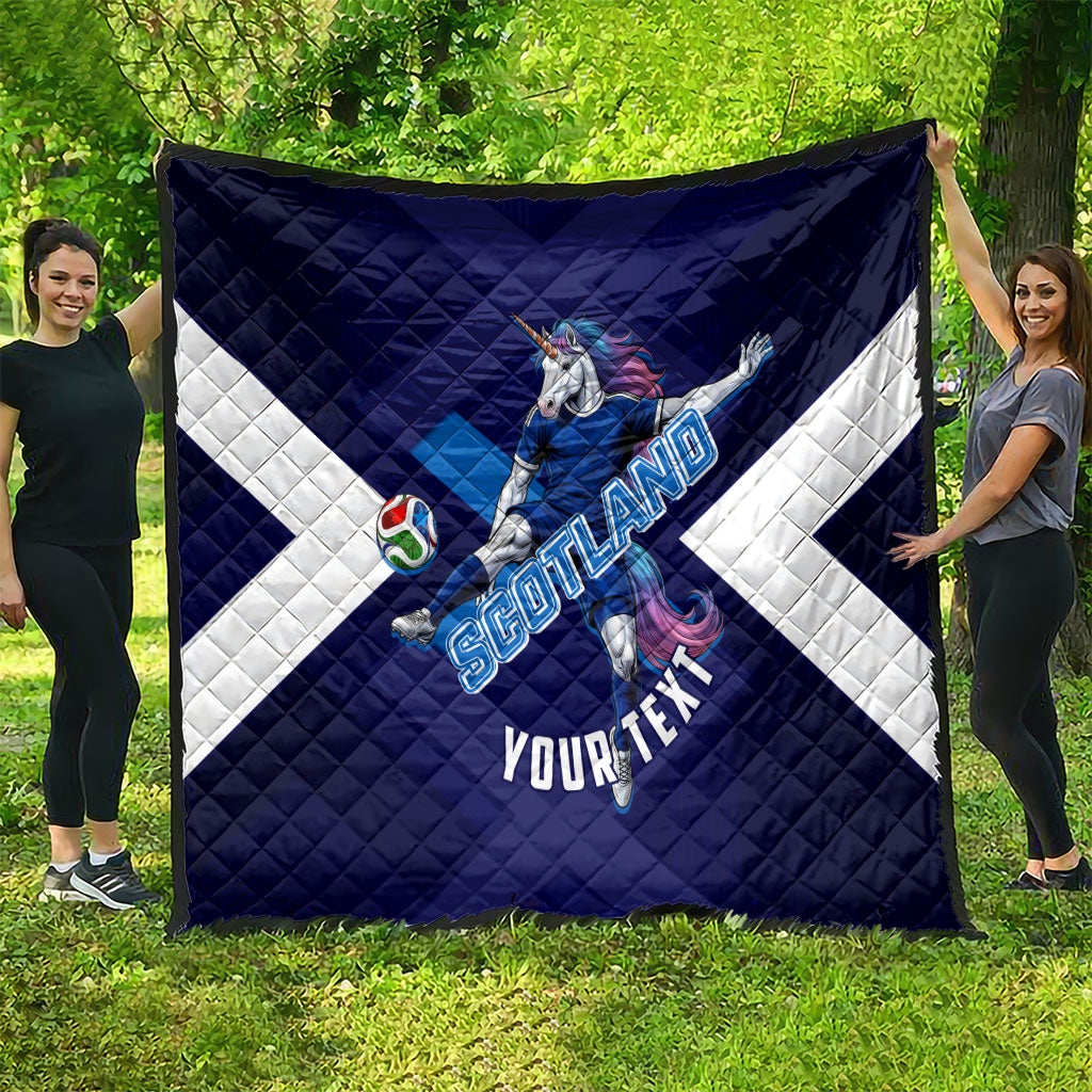 Personalized Scotland Unicorn Football Quilt Scottish National Soccer Team - St Andrew's Cross - Vibrant Fantasy Mascot