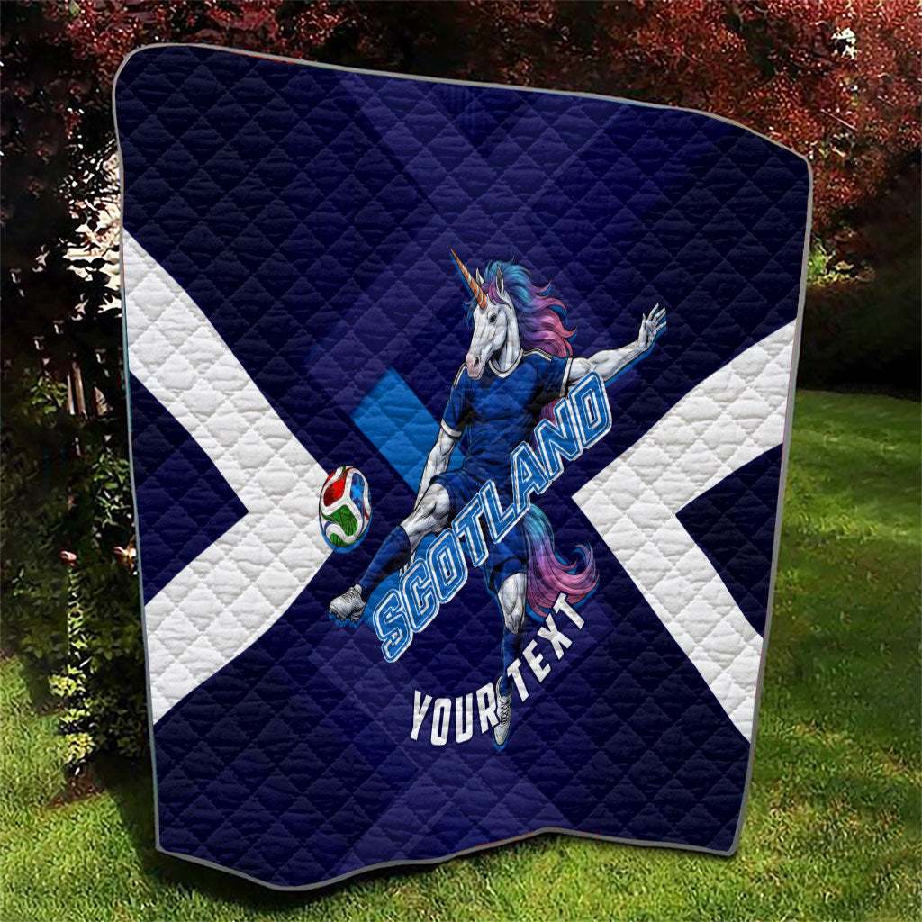 Personalized Scotland Unicorn Football Quilt Scottish National Soccer Team - St Andrew's Cross - Vibrant Fantasy Mascot
