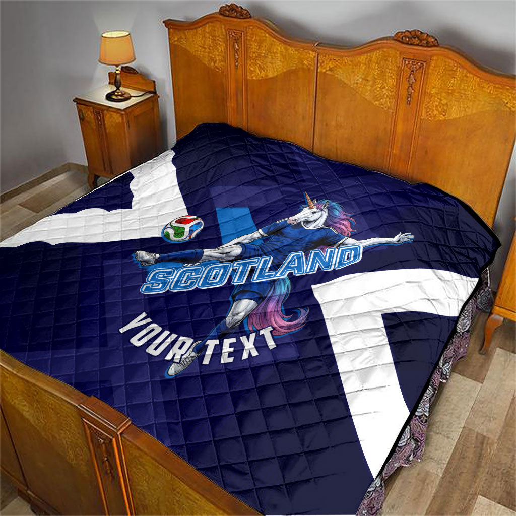 Personalized Scotland Unicorn Football Quilt Scottish National Soccer Team - St Andrew's Cross - Vibrant Fantasy Mascot
