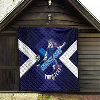 Personalized Scotland Unicorn Football Quilt Scottish National Soccer Team - St Andrew's Cross - Vibrant Fantasy Mascot