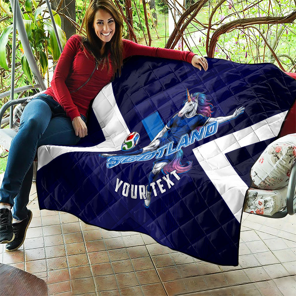 Personalized Scotland Unicorn Football Quilt Scottish National Soccer Team - St Andrew's Cross - Vibrant Fantasy Mascot