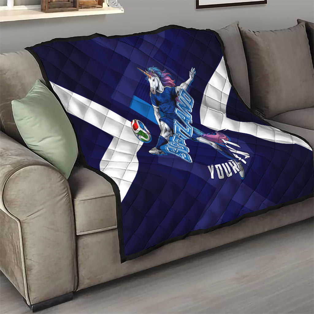 Personalized Scotland Unicorn Football Quilt Scottish National Soccer Team - St Andrew's Cross - Vibrant Fantasy Mascot