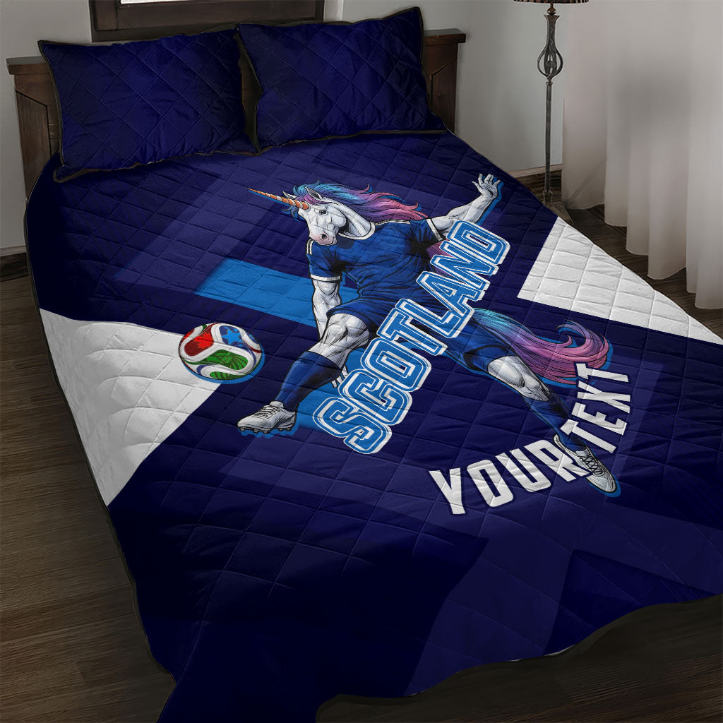 Personalized Scotland Unicorn Football Quilt Bed Set Scottish National Soccer Team - St Andrew's Cross - Vibrant Fantasy Mascot