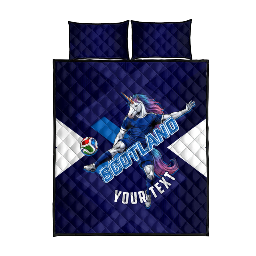 Personalized Scotland Unicorn Football Quilt Bed Set Scottish National Soccer Team - St Andrew's Cross - Vibrant Fantasy Mascot