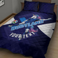 Personalized Scotland Unicorn Football Quilt Bed Set Scottish National Soccer Team - St Andrew's Cross - Vibrant Fantasy Mascot