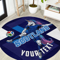 Personalized Scotland Unicorn Football Round Carpet Scottish National Soccer Team - St Andrew's Cross - Vibrant Fantasy Mascot