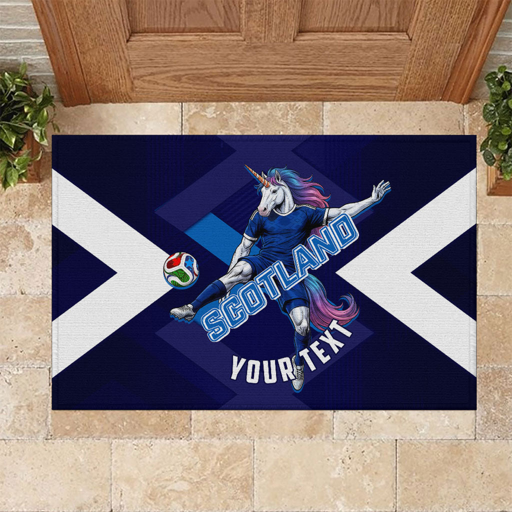 Personalized Scotland Unicorn Football Rubber Doormat Scottish National Soccer Team - St Andrew's Cross - Vibrant Fantasy Mascot
