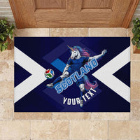 Personalized Scotland Unicorn Football Rubber Doormat Scottish National Soccer Team - St Andrew's Cross - Vibrant Fantasy Mascot