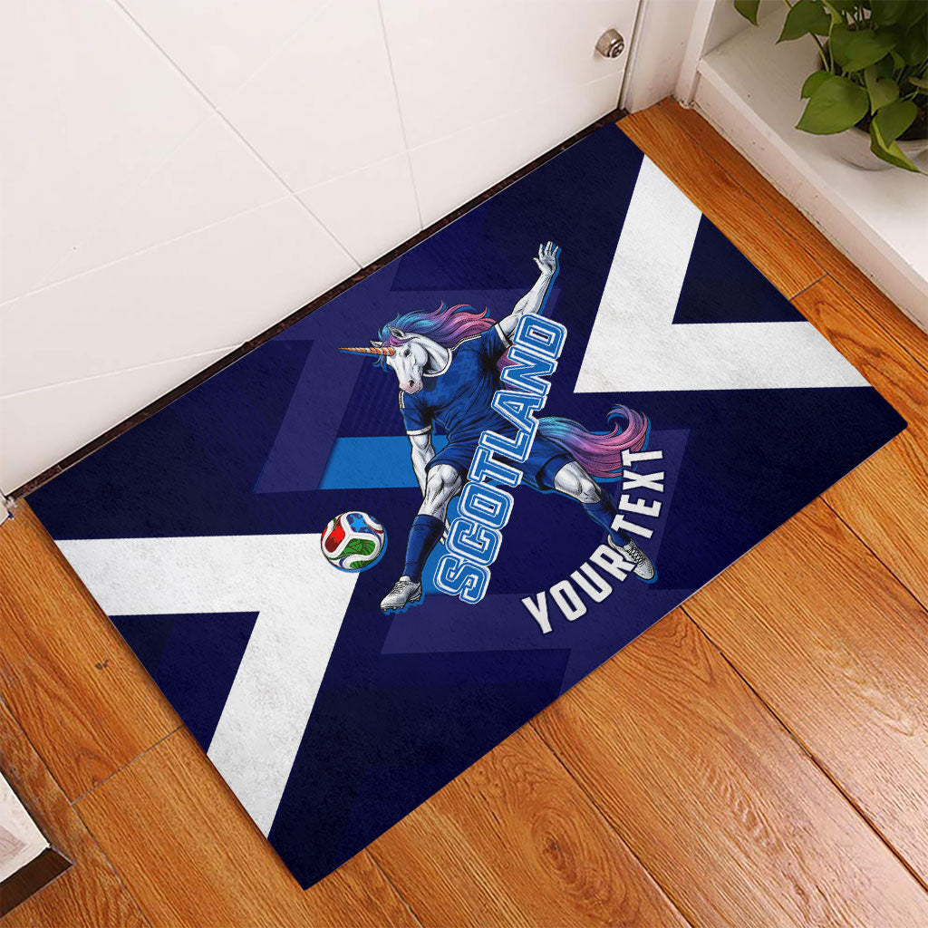 Personalized Scotland Unicorn Football Rubber Doormat Scottish National Soccer Team - St Andrew's Cross - Vibrant Fantasy Mascot