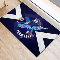 Personalized Scotland Unicorn Football Rubber Doormat Scottish National Soccer Team - St Andrew's Cross - Vibrant Fantasy Mascot