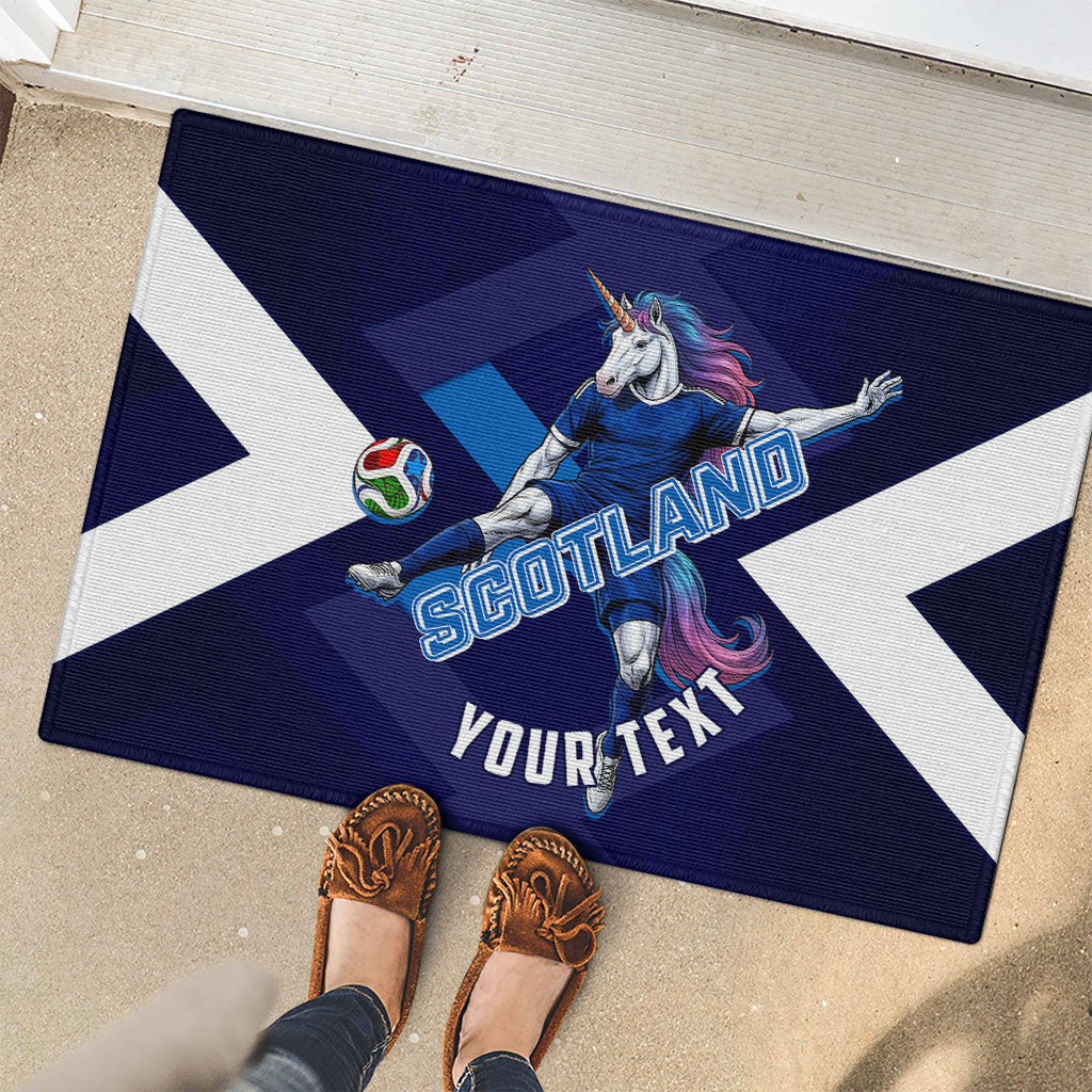 Personalized Scotland Unicorn Football Rubber Doormat Scottish National Soccer Team - St Andrew's Cross - Vibrant Fantasy Mascot