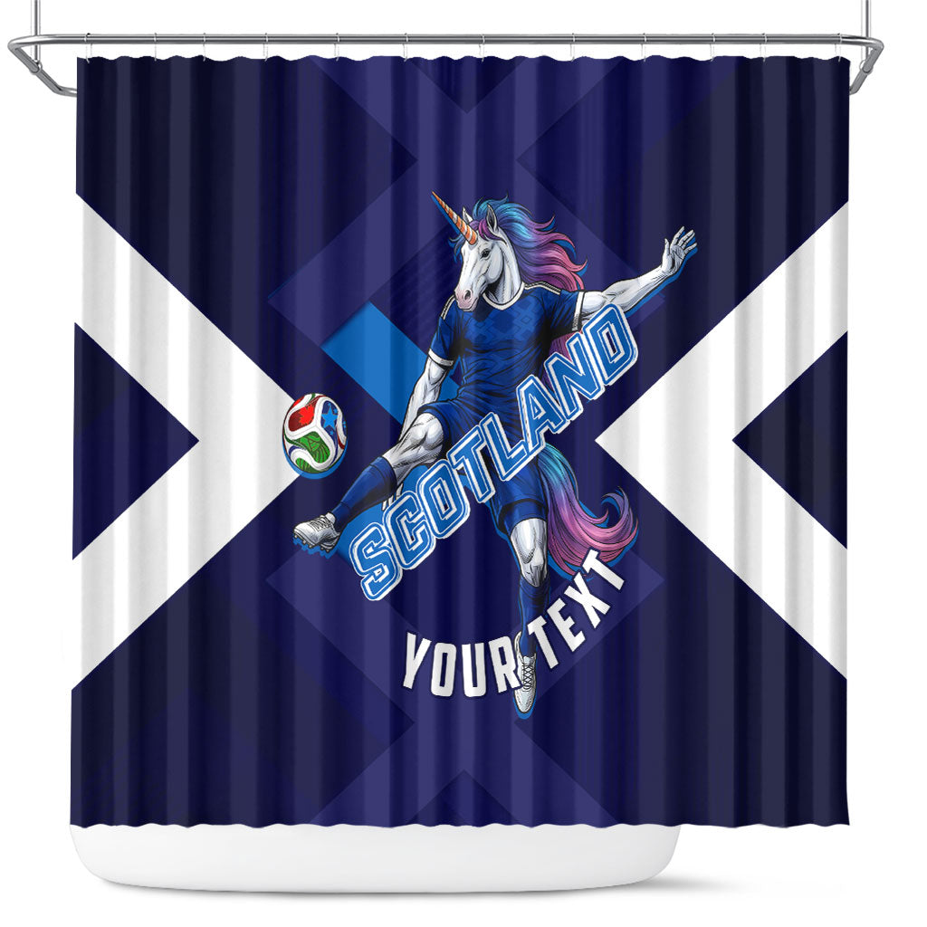 Personalized Scotland Unicorn Football Shower Curtain Scottish National Soccer Team - St Andrew's Cross - Vibrant Fantasy Mascot
