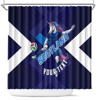Personalized Scotland Unicorn Football Shower Curtain Scottish National Soccer Team - St Andrew's Cross - Vibrant Fantasy Mascot
