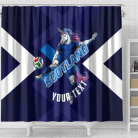Personalized Scotland Unicorn Football Shower Curtain Scottish National Soccer Team - St Andrew's Cross - Vibrant Fantasy Mascot