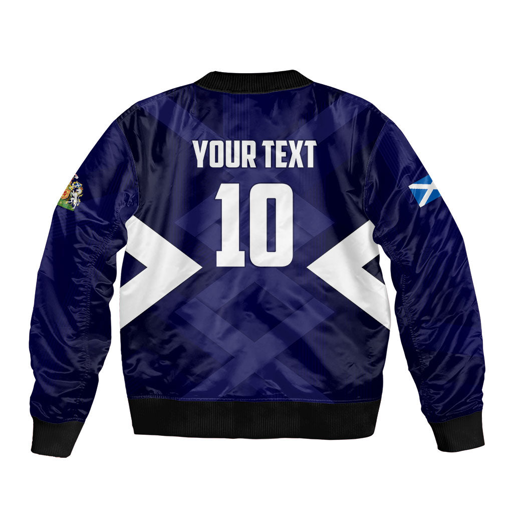 Personalized Scotland Unicorn Football Sleeve Zip Bomber Jacket Scottish National Soccer Team - St Andrew's Cross - Vibrant Fantasy Mascot