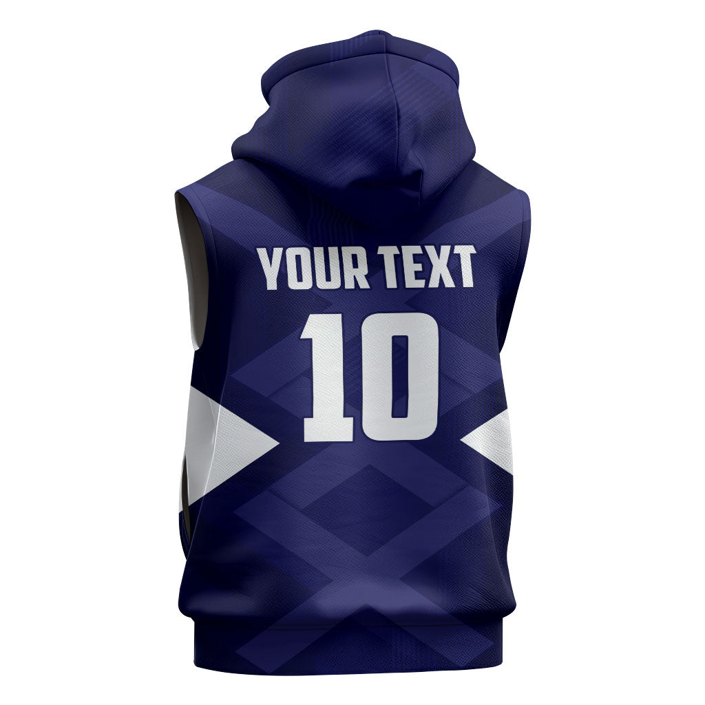 Personalized Scotland Unicorn Football Sleeveless Hoodie Scottish National Soccer Team - St Andrew's Cross - Vibrant Fantasy Mascot