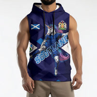 Personalized Scotland Unicorn Football Sleeveless Hoodie Scottish National Soccer Team - St Andrew's Cross - Vibrant Fantasy Mascot