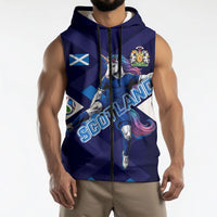 Personalized Scotland Unicorn Football Sleeveless Zip Hoodie Scottish National Soccer Team - St Andrew's Cross - Vibrant Fantasy Mascot