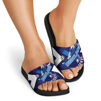 Personalized Scotland Unicorn Football Slide Sandals Scottish National Soccer Team - St Andrew's Cross - Vibrant Fantasy Mascot