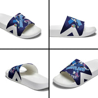 Personalized Scotland Unicorn Football Slide Sandals Scottish National Soccer Team - St Andrew's Cross - Vibrant Fantasy Mascot