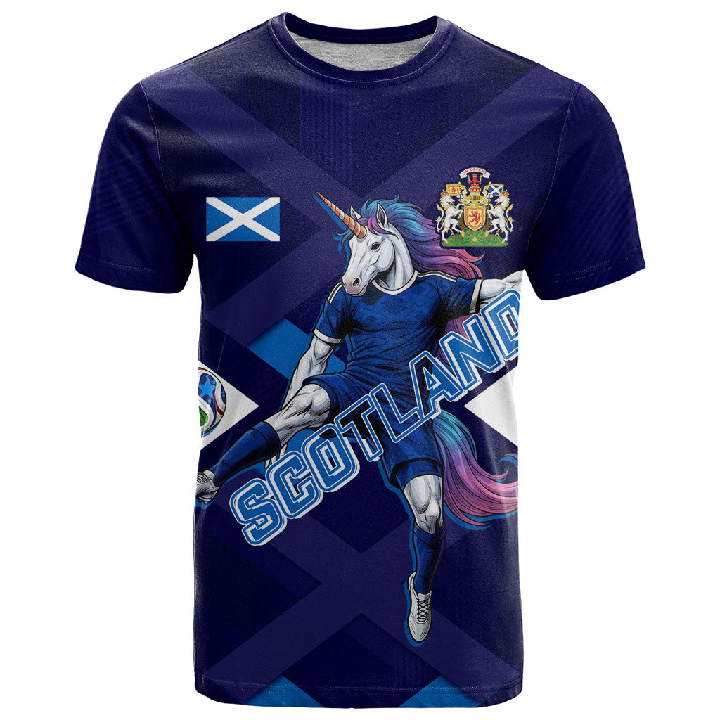 Personalized Scotland Unicorn Football T Shirt Scottish National Soccer Team - St Andrew's Cross - Vibrant Fantasy Mascot