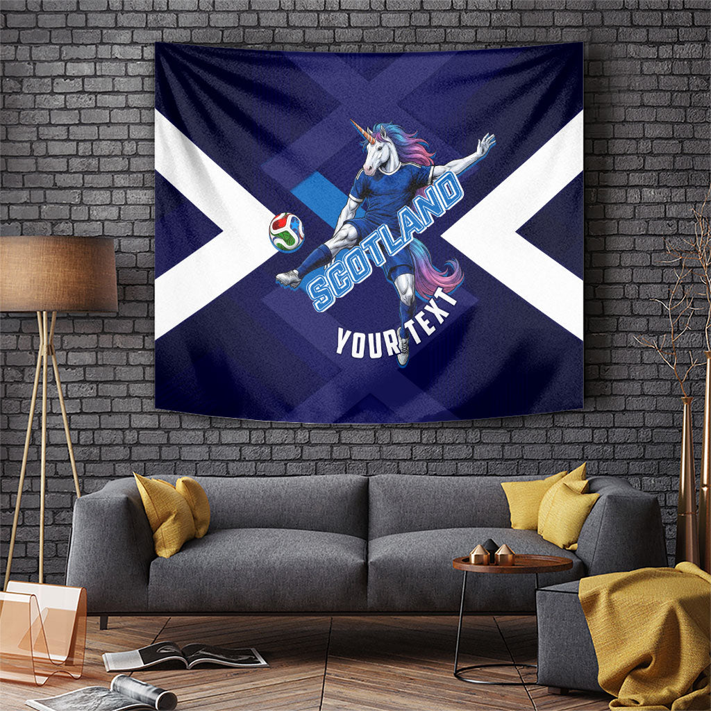 Personalized Scotland Unicorn Football Tapestry Scottish National Soccer Team - St Andrew's Cross - Vibrant Fantasy Mascot