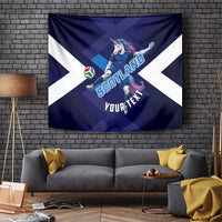 Personalized Scotland Unicorn Football Tapestry Scottish National Soccer Team - St Andrew's Cross - Vibrant Fantasy Mascot