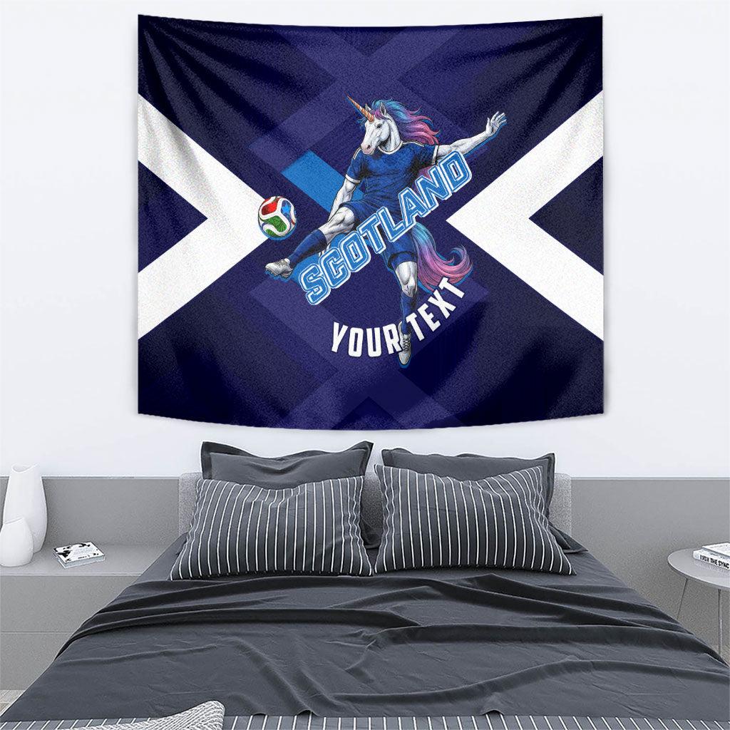 Personalized Scotland Unicorn Football Tapestry Scottish National Soccer Team - St Andrew's Cross - Vibrant Fantasy Mascot