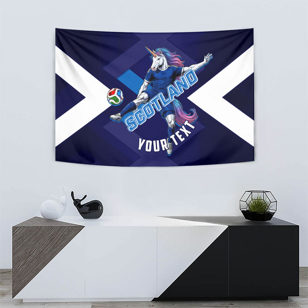 Personalized Scotland Unicorn Football Tapestry Scottish National Soccer Team - St Andrew's Cross - Vibrant Fantasy Mascot