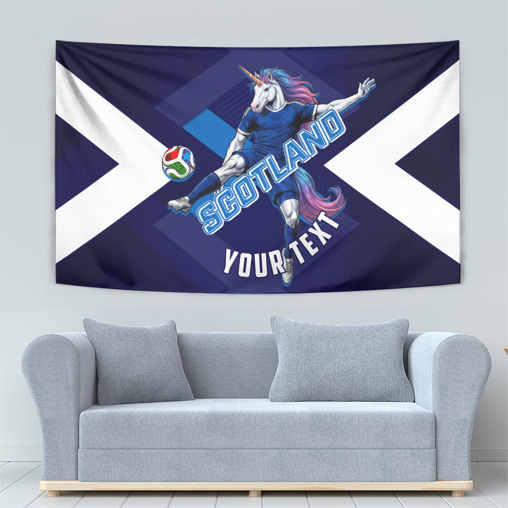 Personalized Scotland Unicorn Football Tapestry Scottish National Soccer Team - St Andrew's Cross - Vibrant Fantasy Mascot