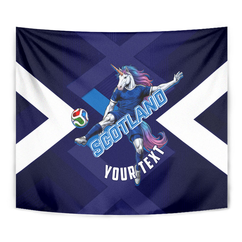 Personalized Scotland Unicorn Football Tapestry Scottish National Soccer Team - St Andrew's Cross - Vibrant Fantasy Mascot