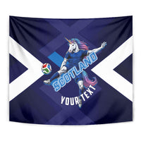 Personalized Scotland Unicorn Football Tapestry Scottish National Soccer Team - St Andrew's Cross - Vibrant Fantasy Mascot