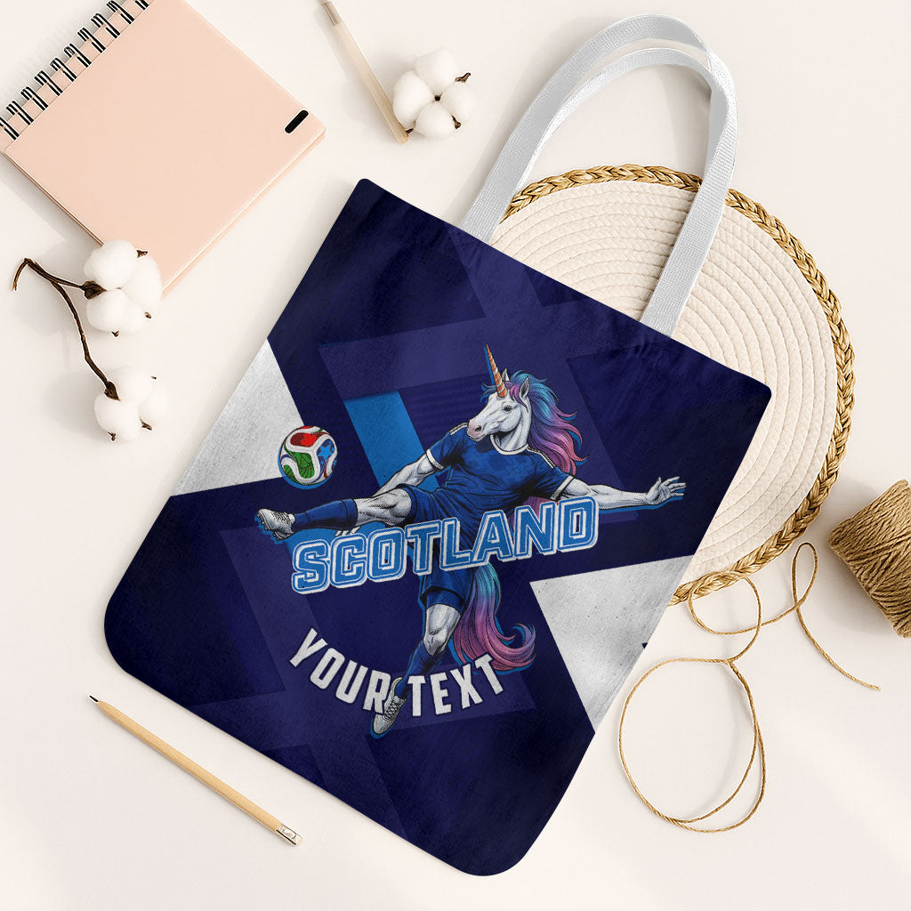 Personalized Scotland Unicorn Football Tote Bag Scottish National Soccer Team - St Andrew's Cross - Vibrant Fantasy Mascot