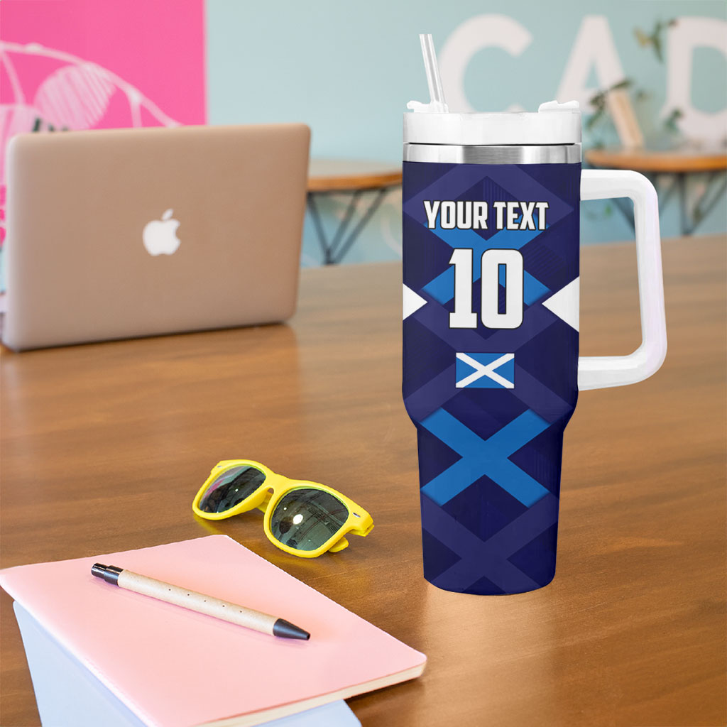 Personalized Scotland Unicorn Football Tumbler With Handle Scottish National Soccer Team - St Andrew's Cross - Vibrant Fantasy Mascot