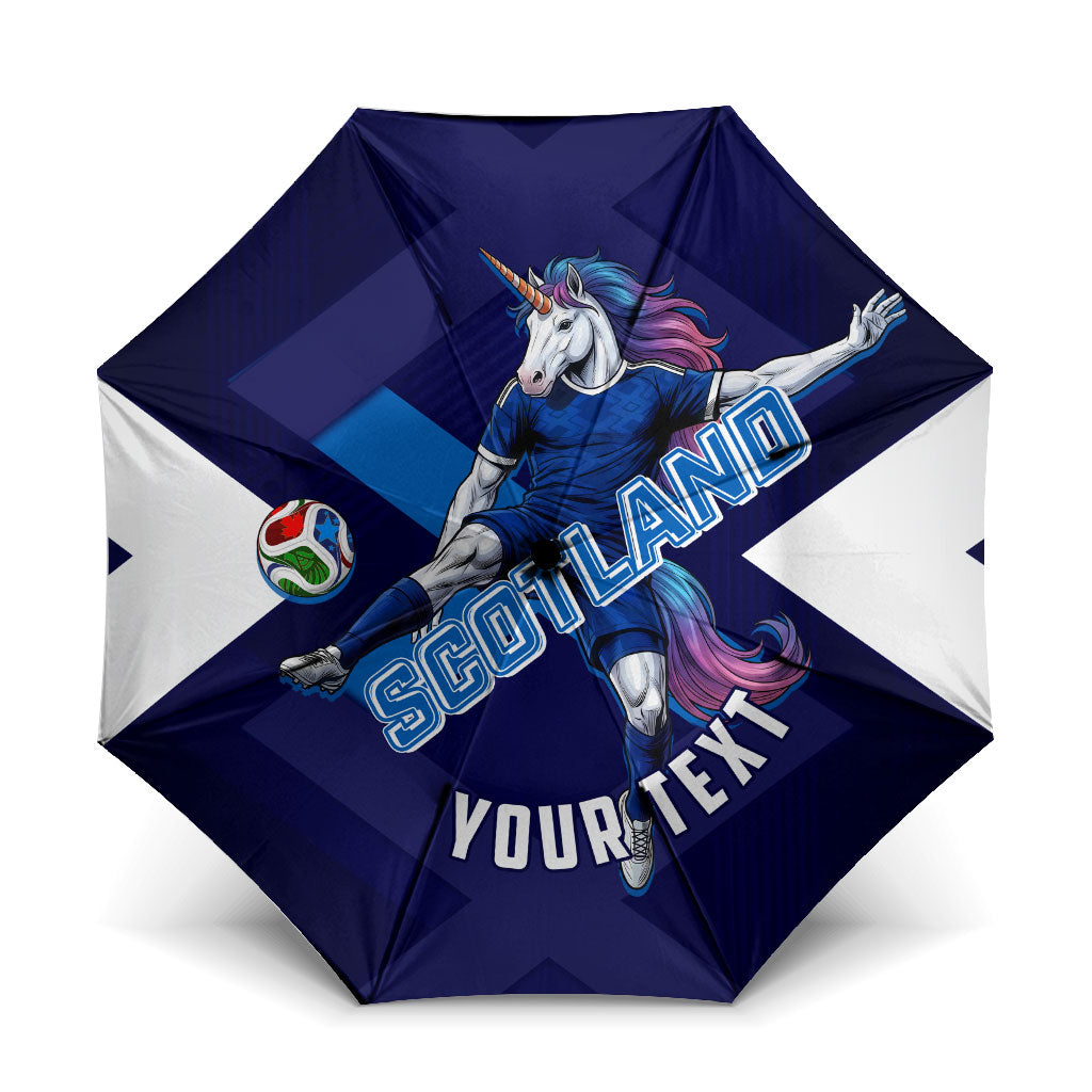 Personalized Scotland Unicorn Football Umbrella Scottish National Soccer Team - St Andrew's Cross - Vibrant Fantasy Mascot