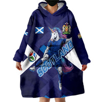 Personalized Scotland Unicorn Football Wearable Blanket Hoodie Scottish National Soccer Team - St Andrew's Cross - Vibrant Fantasy Mascot