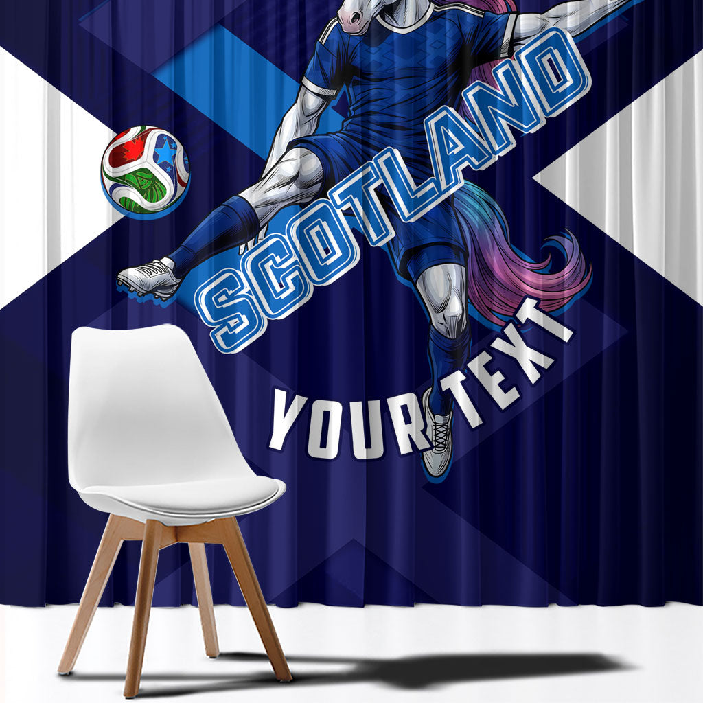 Personalized Scotland Unicorn Football Window Curtain Scottish National Soccer Team - St Andrew's Cross - Vibrant Fantasy Mascot