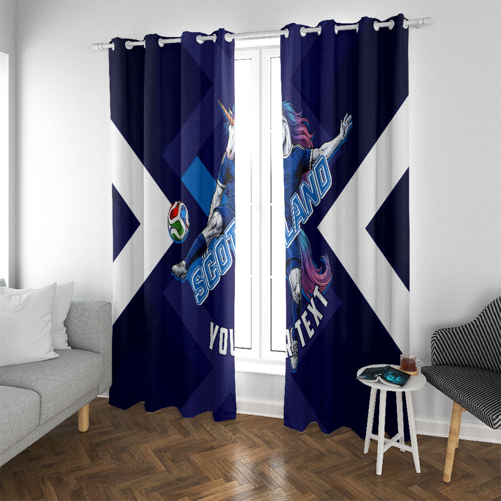 Personalized Scotland Unicorn Football Window Curtain Scottish National Soccer Team - St Andrew's Cross - Vibrant Fantasy Mascot
