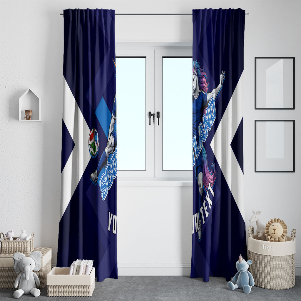 Personalized Scotland Unicorn Football Window Curtain Scottish National Soccer Team - St Andrew's Cross - Vibrant Fantasy Mascot