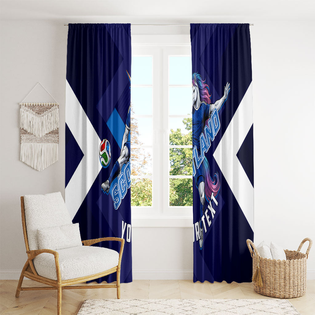 Personalized Scotland Unicorn Football Window Curtain Scottish National Soccer Team - St Andrew's Cross - Vibrant Fantasy Mascot