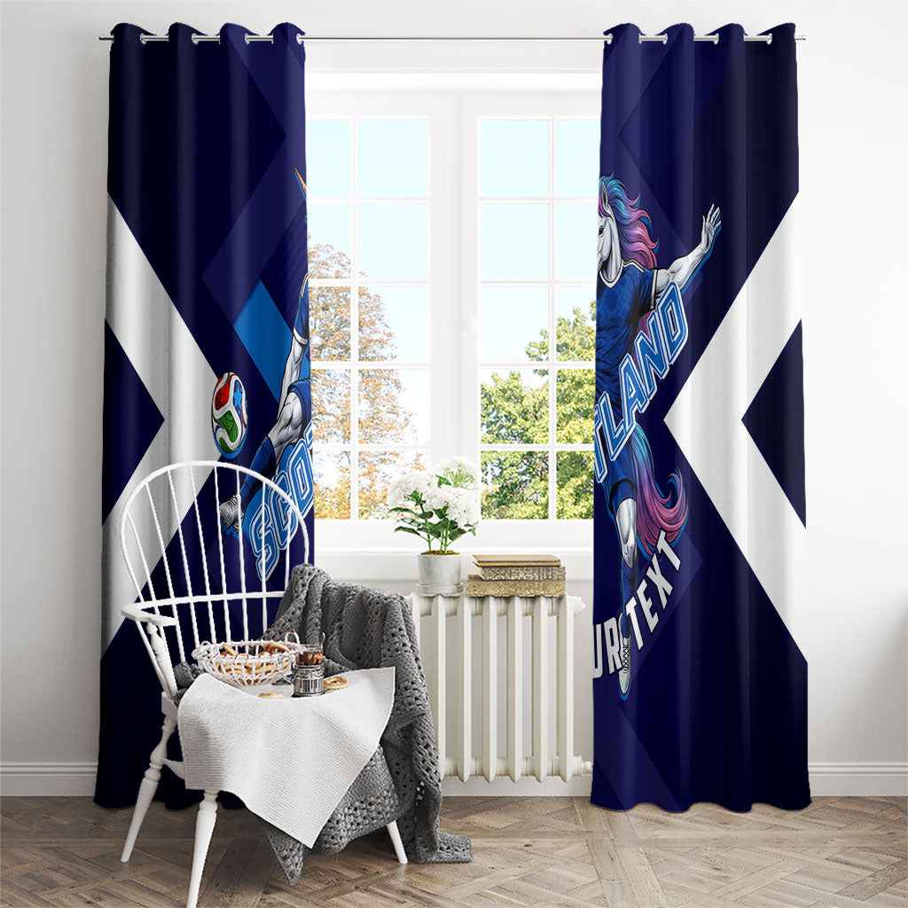 Personalized Scotland Unicorn Football Window Curtain Scottish National Soccer Team - St Andrew's Cross - Vibrant Fantasy Mascot