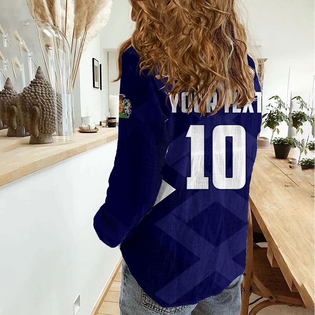 Personalized Scotland Unicorn Football Women Casual Shirt Scottish National Soccer Team - St Andrew's Cross - Vibrant Fantasy Mascot
