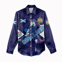 Personalized Scotland Unicorn Football Women Casual Shirt Scottish National Soccer Team - St Andrew's Cross - Vibrant Fantasy Mascot