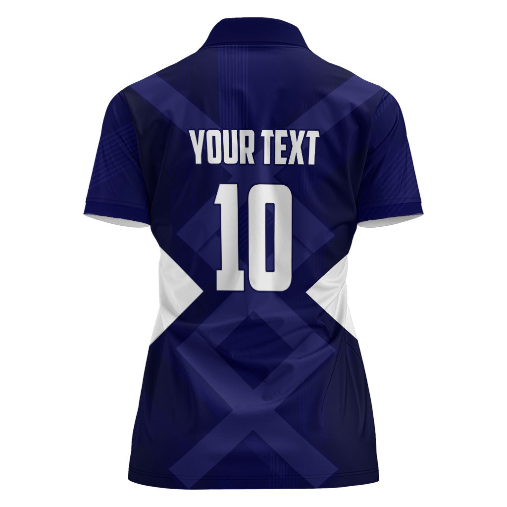 Personalized Scotland Unicorn Football Women Polo Shirt Scottish National Soccer Team - St Andrew's Cross - Vibrant Fantasy Mascot