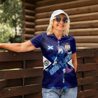 Personalized Scotland Unicorn Football Women Polo Shirt Scottish National Soccer Team - St Andrew's Cross - Vibrant Fantasy Mascot