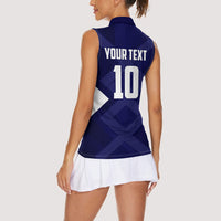 Personalized Scotland Unicorn Football Women Sleeveless Polo Shirt Scottish National Soccer Team - St Andrew's Cross - Vibrant Fantasy Mascot