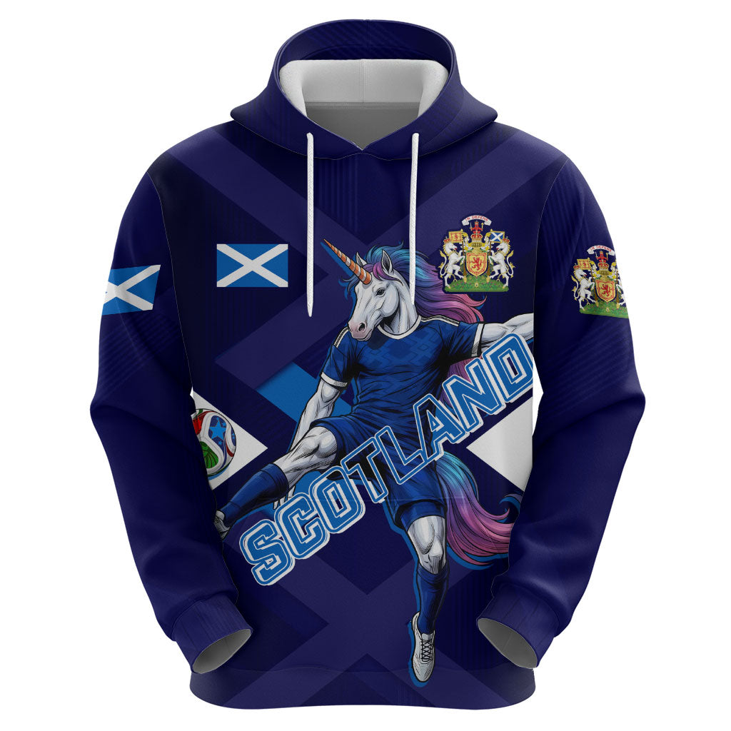 Personalized Scotland Unicorn Football Zip Hoodie Scottish National Soccer Team - St Andrew's Cross - Vibrant Fantasy Mascot